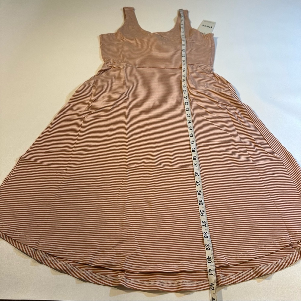 NWT Pact Organic Cotton Blend Tie Back Fit & Flare Dress In Shell Stripe - Picture 6 of 15